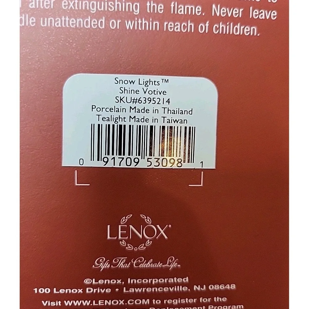 Lenox For the Holidays Snow Lights Shine Votive Porcelain Tealight Holder New